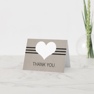Modern Heart Thank You Card, Beige Card