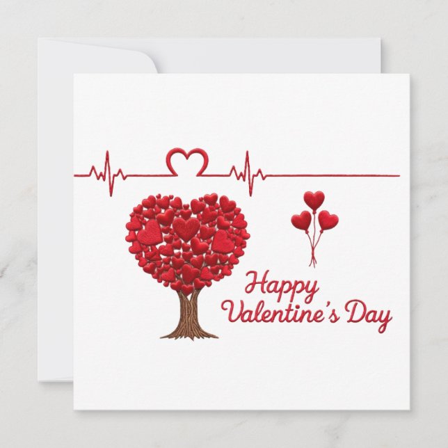 Modern Heart Tree Valentine's Day Greeting Card (Front)