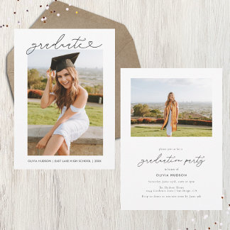 Modern Heart Typography Graduation Invitation