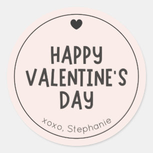 Modern Heart Typography Minimalist Valentine's Day Classic Round Sticker