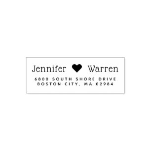Modern Heart Wedding Address Self-inking Stamp