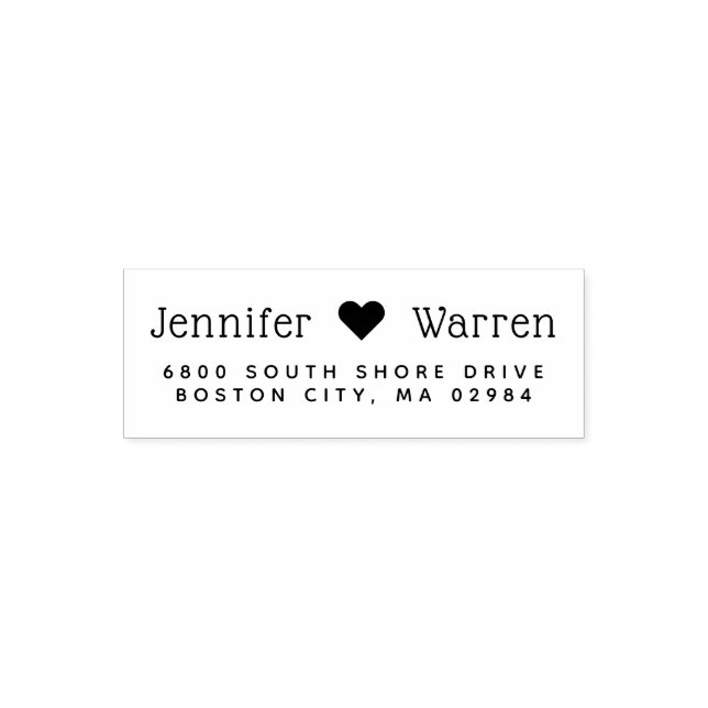 Modern Heart Wedding Address Self-inking Stamp (Design)