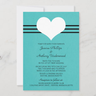 Modern Heart Wedding Invite, Aqua Invitation