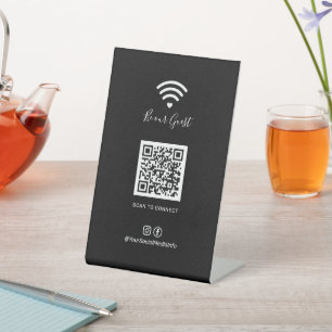 Modern Heart Wifi QR code Social Media Sign