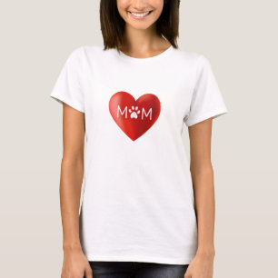 Modern heart with dog mom, cat mom paw T-Shirt