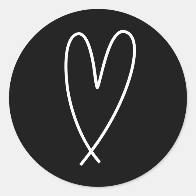 Modern Hearts Black & White Minimal Bridal Shower Classic Round Sticker (Front)