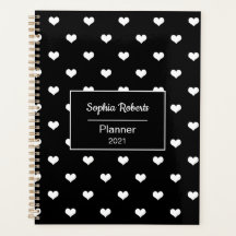Modern hearts pattern black personalized
