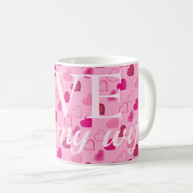 Modern Hearts Pattern Coffee Mug (Front Right)