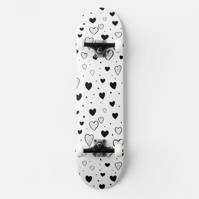 Modern Hearts Pattern Skateboard (Front)