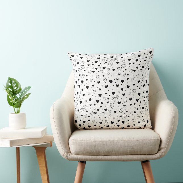 Modern Hearts Pattern Throw Pillow (Chair)