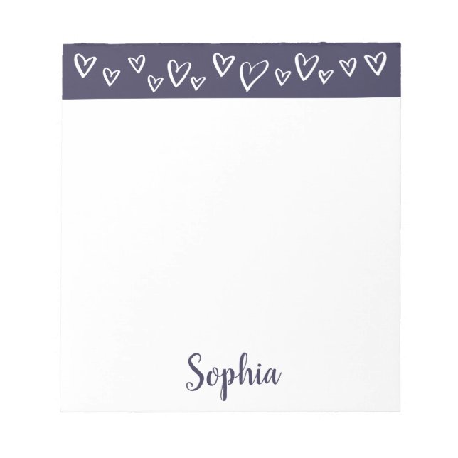 Modern Hearts Personalized Stationery Notepad (Front)