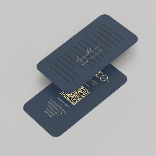 Modern Heavy Equipment Operator Monogram Dark Blue Business Card