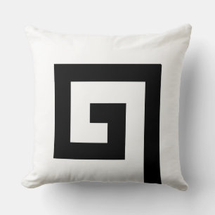 Modern Helicoidal Abstract Design in Black & White Throw Pillow