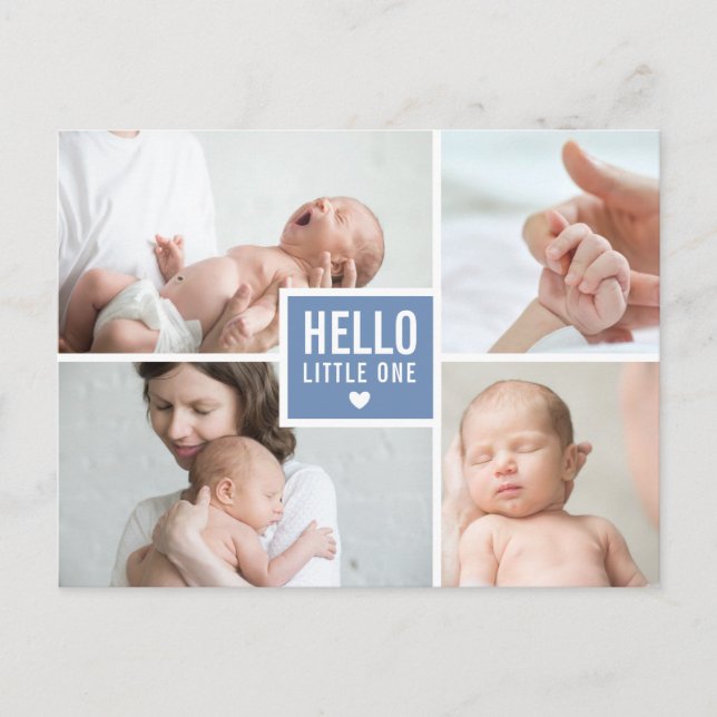 Modern Hello and Birth Announcement Photos Postcard (Front)