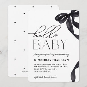 Modern Hello Baby Bow Baby Shower Invitation