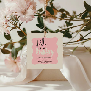 Modern Hello Baby Pink & Cream Baby Shower Favour Tags