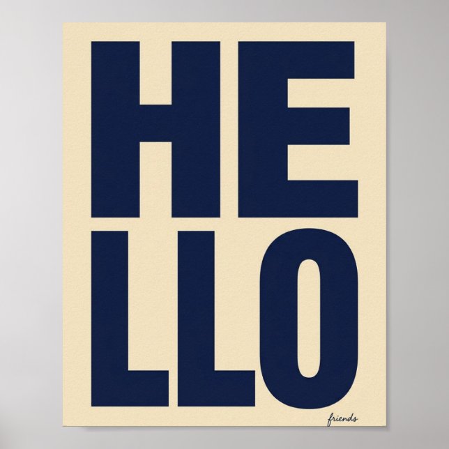 Modern HELLO Bold Typography Poster  (Front)