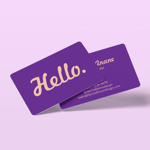 Modern Hello Hi Script Pink & Purple Casual Trendy Business Card