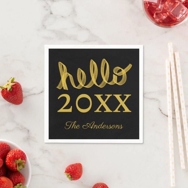 Modern Hello New Year Personalized  Napkin (Insitu)
