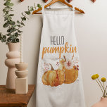 Modern Hello Pumpkin Orange Pumpkin With Flowers Apron<br><div class="desc">Best Gift For Your Friends And Family,  Personalized Thanksgiving Text With Autumn Colors. Happy Thanksgiving With Watercolor Pumpkins With Flowers . Ideas for decorate you home on Thanksgiving</div>