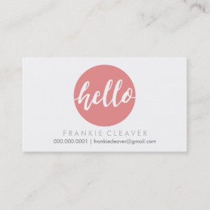 MODERN HELLO SCRIPT hand drawn bold spot coral Business Card