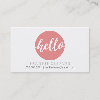 MODERN HELLO SCRIPT hand drawn bold spot coral Business Card
