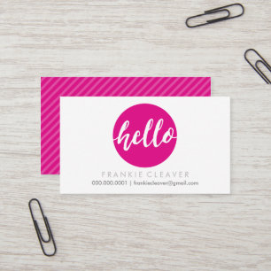 MODERN HELLO SCRIPT hand drawn bold spot cute pink Business Card