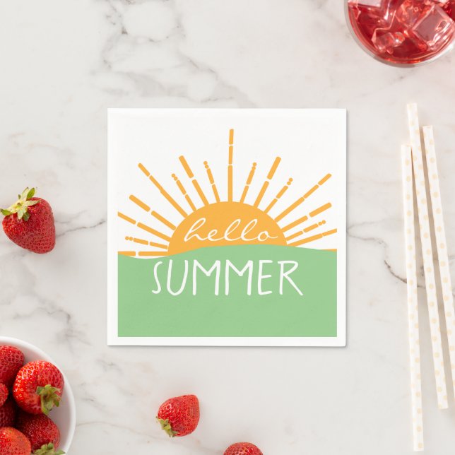 Modern Hello Summer Sunshine Napkin (Insitu)