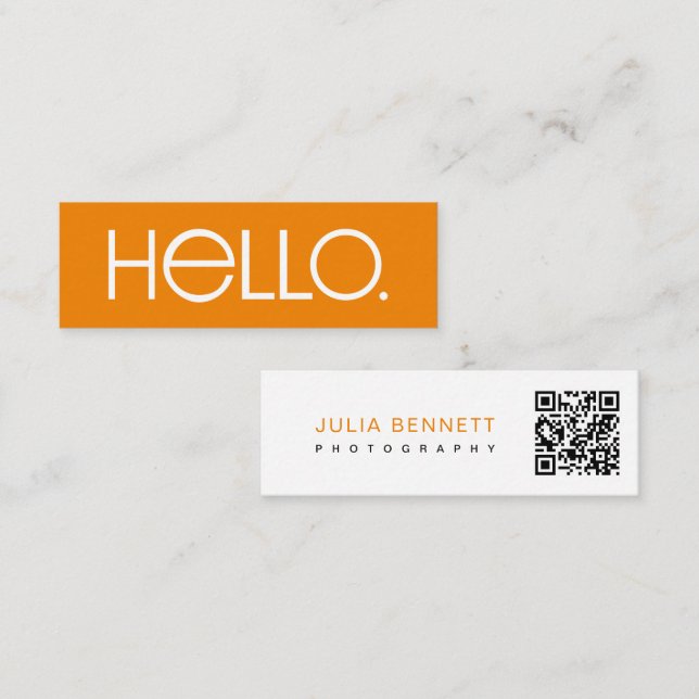 Modern "Hello" Typography Design Mini Business Card (Front/Back)