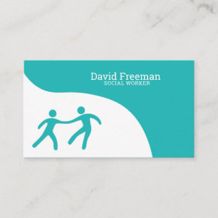 Modern Help White and Blue Social Work Business Card