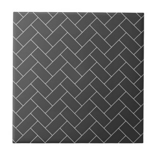 Modern Herringbone Black White Ceramic Tile