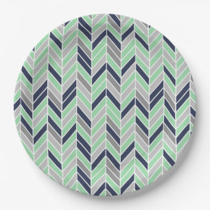 Modern Herringbone Chevron Geometric Pattern Paper Plate