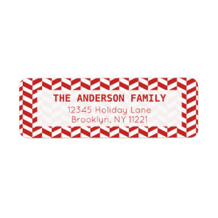 Modern Herringbone Chevron Red White Pattern