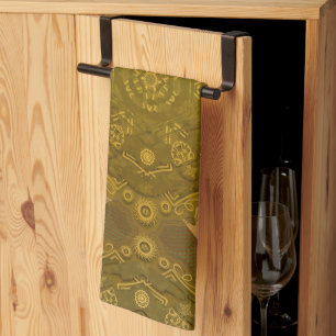 Modern hexa golden ursidae mandala art kitchen towel
