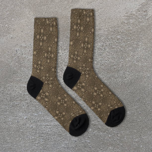 Modern hexa Sepia Golden ursidae mandala art Socks