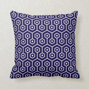 Modern Hexagon Honeycomb Pattern Cobalt Blue Throw Pillow