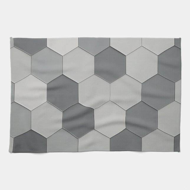 Modern Hexagon Tile Geometric Pattern Kitchen Towel (Horizontal)