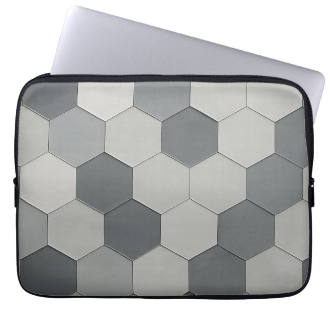 Modern Hexagon Tile Geometric Pattern Laptop Sleeve (Front)