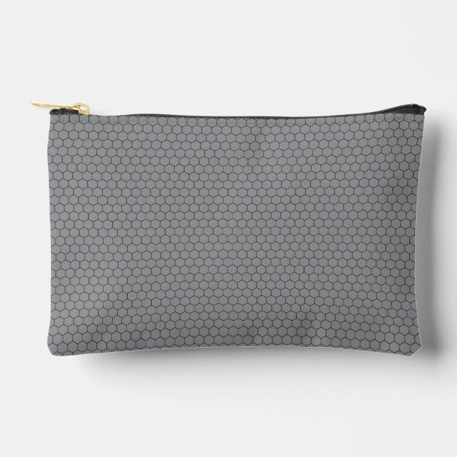 Modern Hexagonal Grid Geometric Pattern Accessory Pouch (Front)