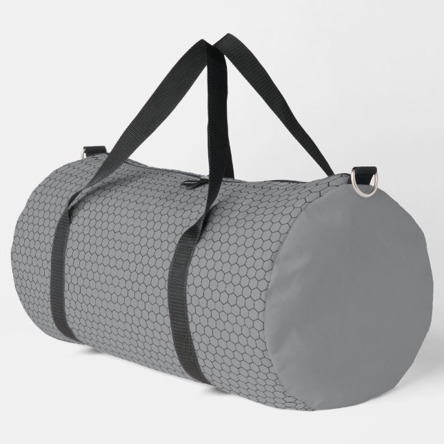 Modern Hexagonal Grid Geometric Pattern Duffle Bag (Left Corner)
