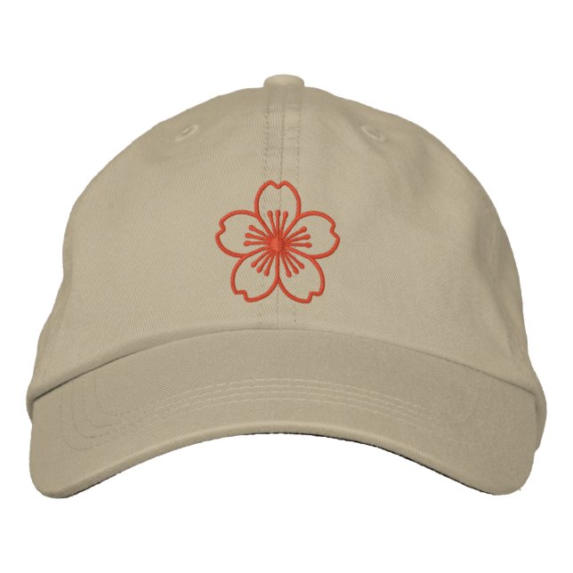 Modern Hibiscus Embroidered Baseball Cap (Front)
