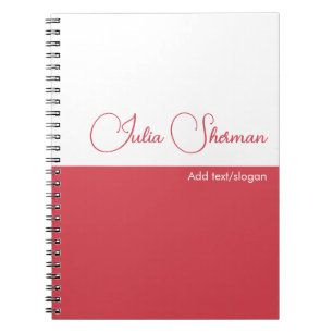 Modern Hibiscus Red Feminine Minimalist Script Notebook