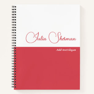 Modern Hibiscus Red Feminine Minimalist Script Notebook