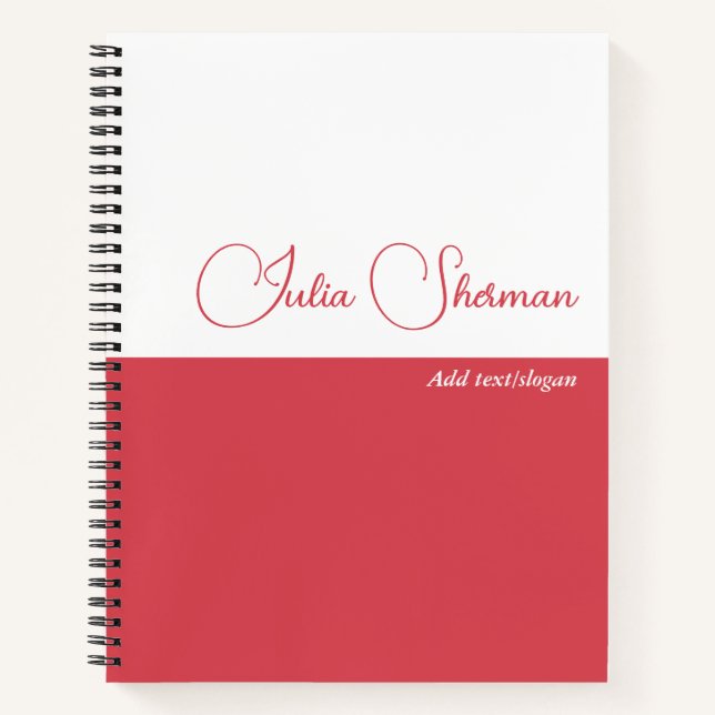 Modern Hibiscus Red Feminine Minimalist Script Notebook (Front)
