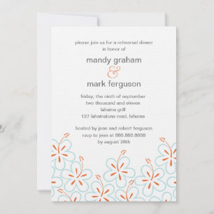 Modern Hibiscus Rehearsal Dinner Invitation