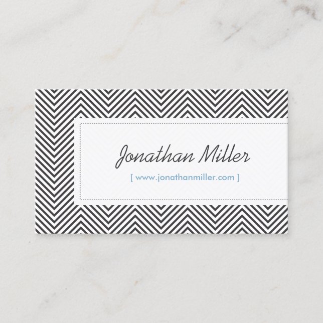 Modern & Hip Black Chevron Pattern Business Card (Front)