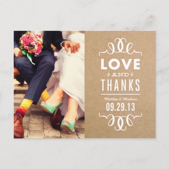 MODERN HIPSTER | WEDDING THANK YOU POST CARD (Front)