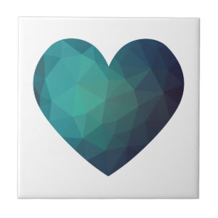 Modern hitech 3d blue origami heart tile