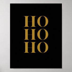 Modern"HO HO HO" Holiday Wall Art   Black & Gold