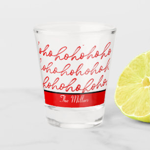 Modern Ho Ho Ho  Red and white Christmas Pattern Shot Glass